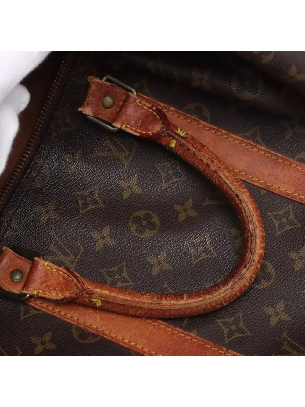 Louis Vuitton Monogram Keepall 50 Leather Boston Bag Tote Carry